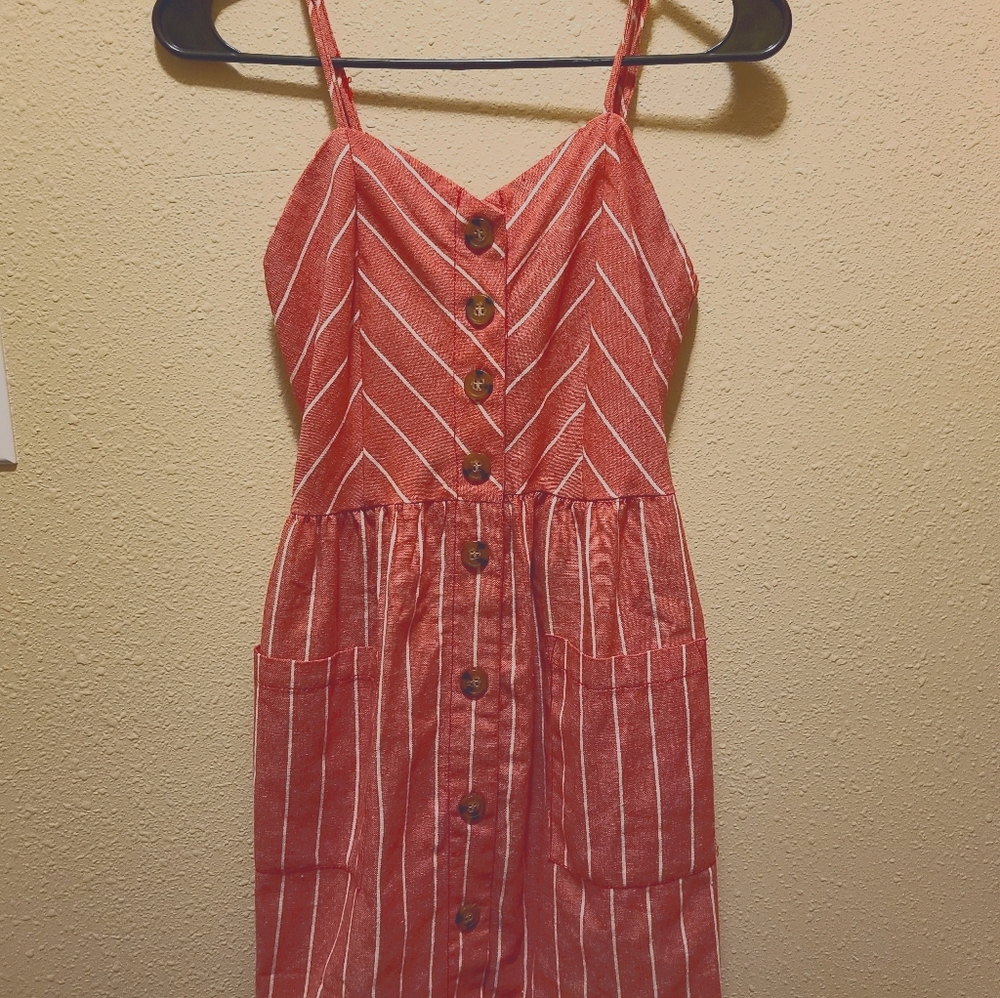 Red striped sun dress midi